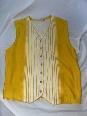 Dior Yellow and White Striped Knit Vest